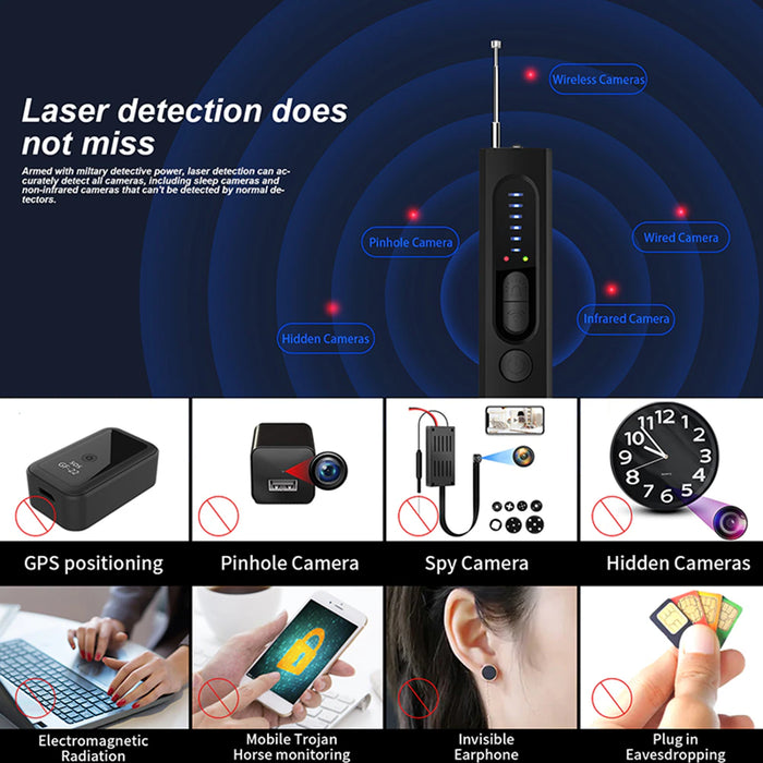 X13 RF Signal Hidden Camera Detector anti Spy Candid Pinhole Camara Magnetic GPS Locator Wireless Audio GSM Bug Finder Scanner