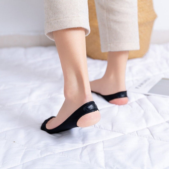 Half-Foot Garter Socks Ice Silk Thin Boat Socks No Trace Invisible Silicone Non-Slip Socks Sponge Pad Foot Socks