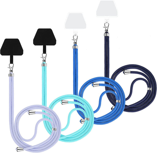 4 Pieces Universal Cell Phone Lanyard Crossbody Adjustable Nylon Phone Lanyard for around Neck for Most Phones (Blue Color Series)
